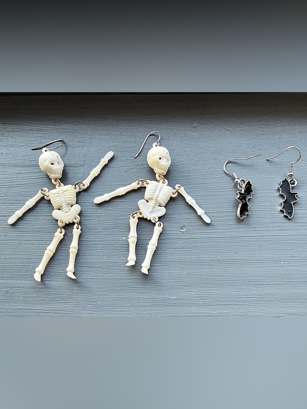 Skeleton & Bat Dangle Earrings
